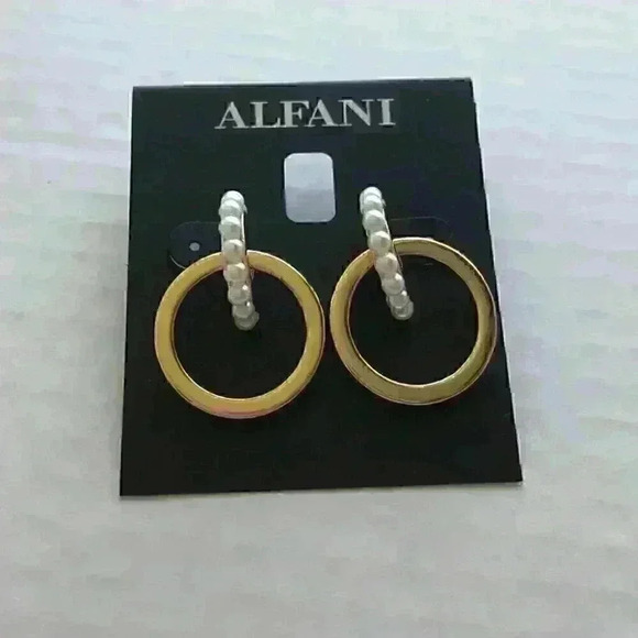 Alfani new Pearl Double Hoop Drop Earrings - Picture 3 of 8
